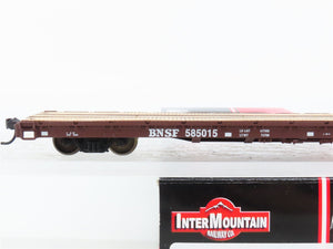 HO Scale InterMountain 46409-14 BNSF Railway 60' Wood Deck Flat Car #585015