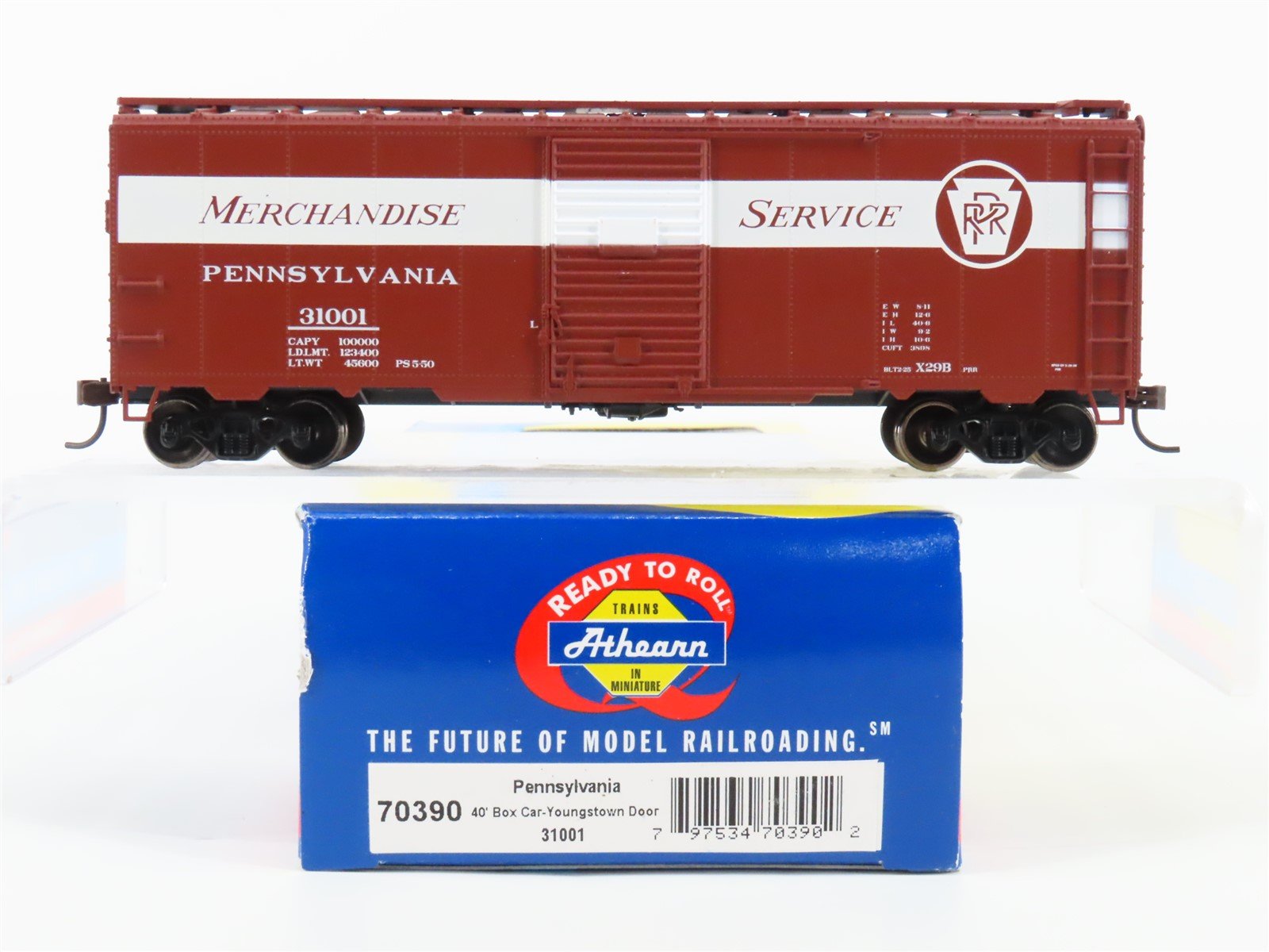 HO Scale Athearn 70390 PRR "Merchandise" 40' Youngstown Door Box Car #31001