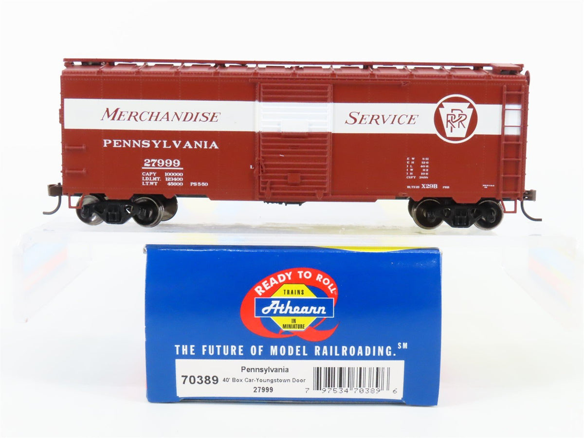 HO Scale Athearn 70389 PRR &quot;Merchandise&quot; 40&#39; Youngstown Door Box Car #27999