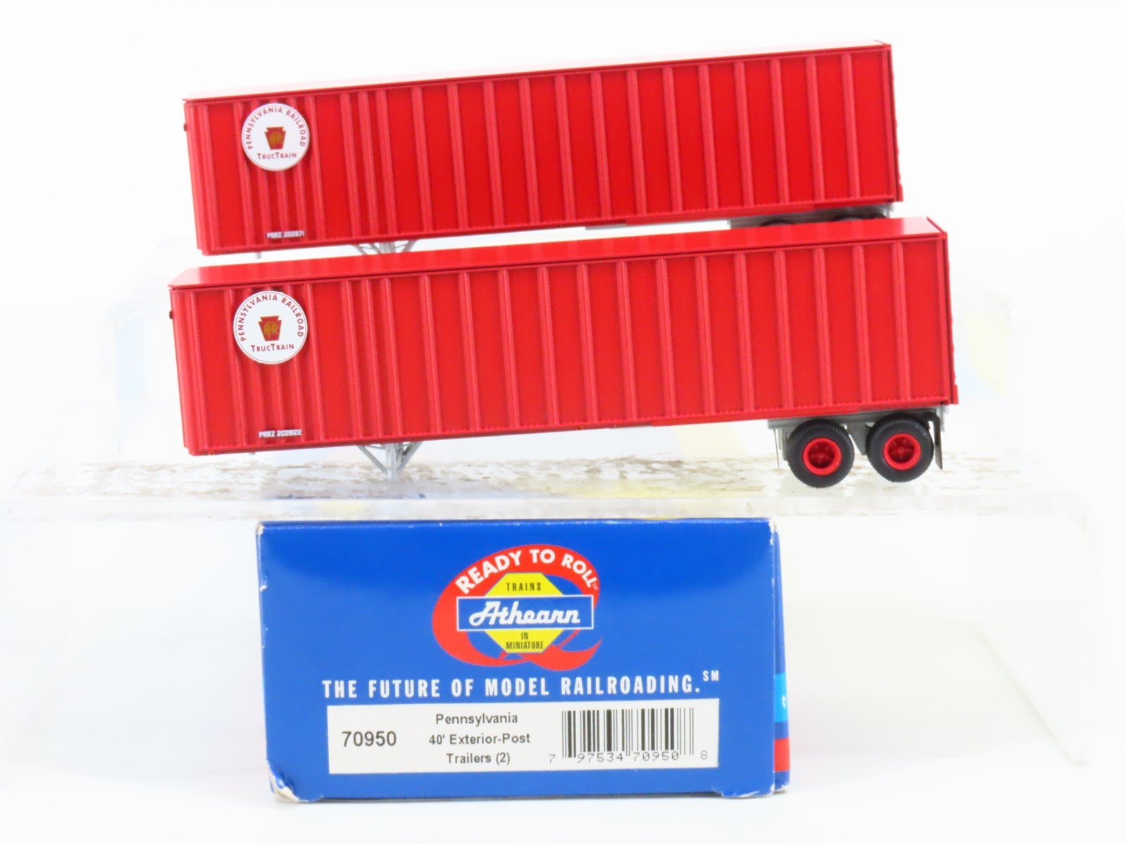 HO Scale Athearn 70950 PRR Pennsylvania 40' Exterior-Post Trailers (2)