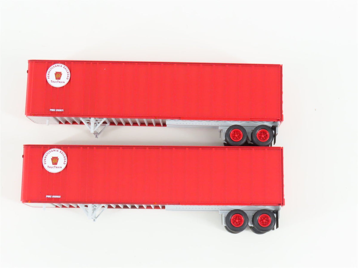 HO Scale Athearn 70950 PRR Pennsylvania 40&#39; Exterior-Post Trailers (2)