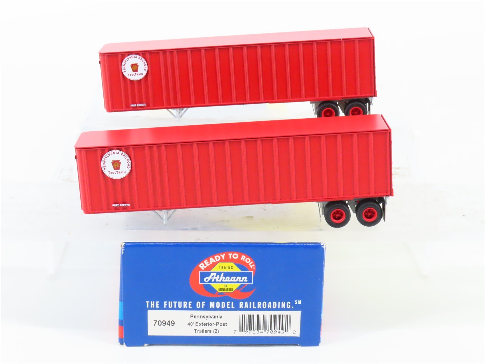 HO Scale Athearn 70949 PRR Pennsylvania 40' Exterior-Post Trailers (2)