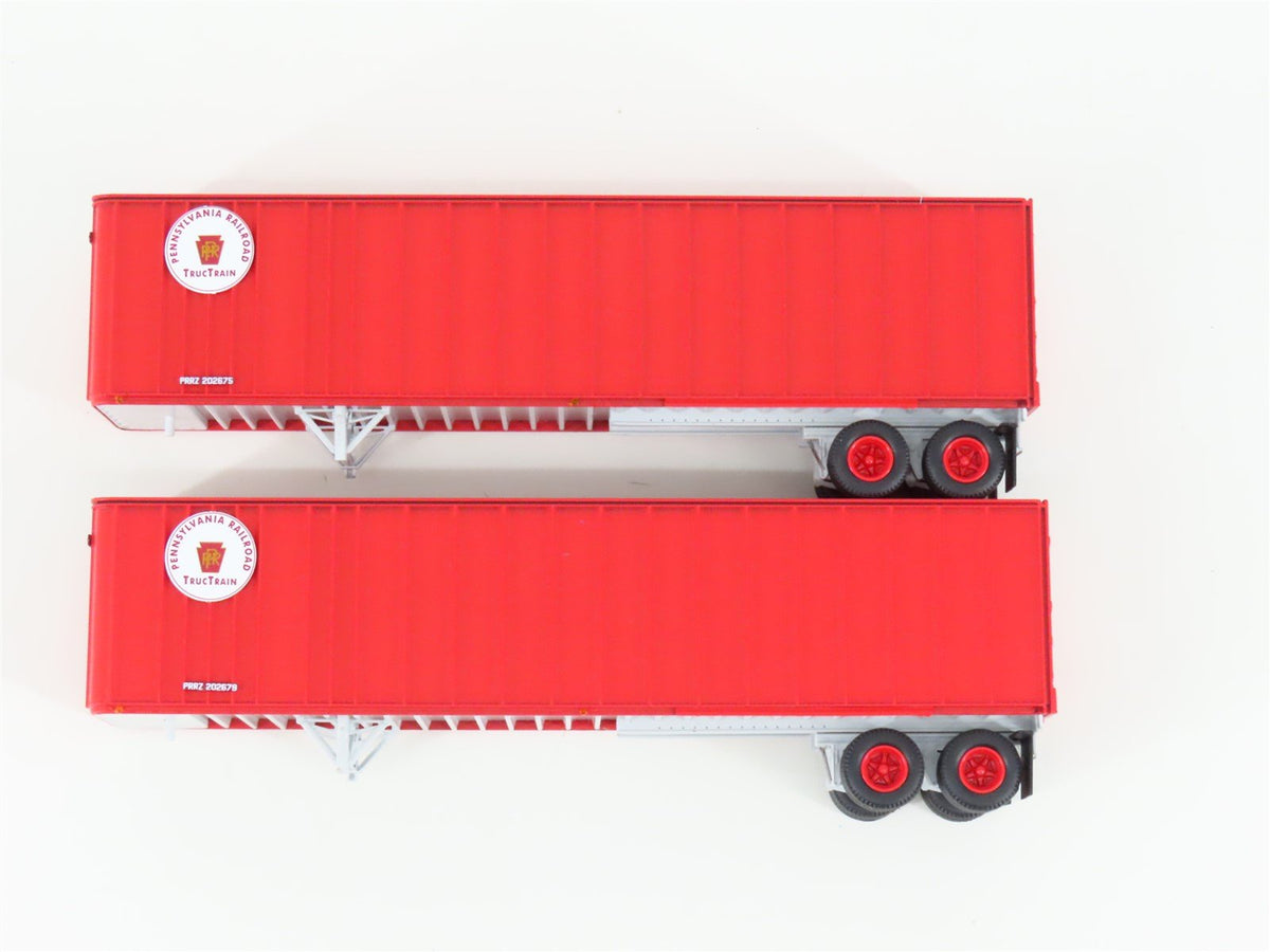 HO Scale Athearn 70949 PRR Pennsylvania 40&#39; Exterior-Post Trailers (2)
