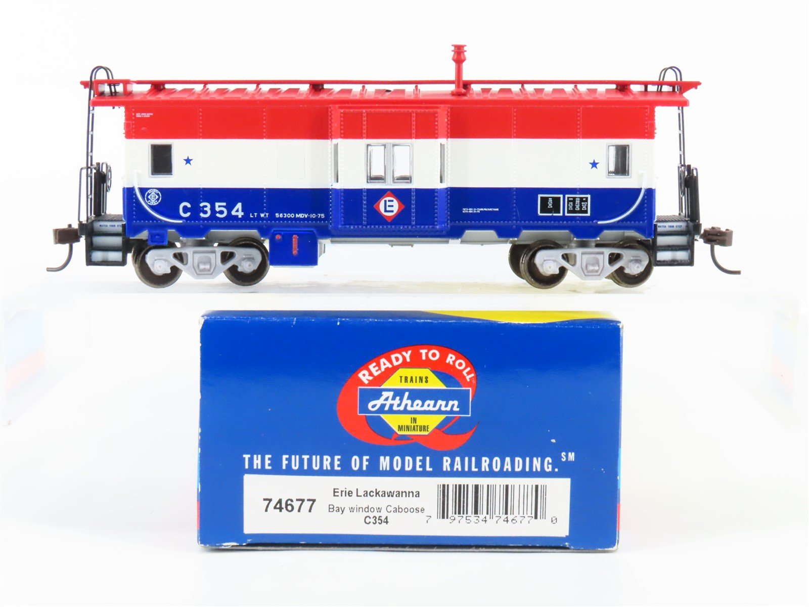 HO Scale Athearn 74677 EL Erie Lackawanna Bicentennial Bay Window Caboose #C354