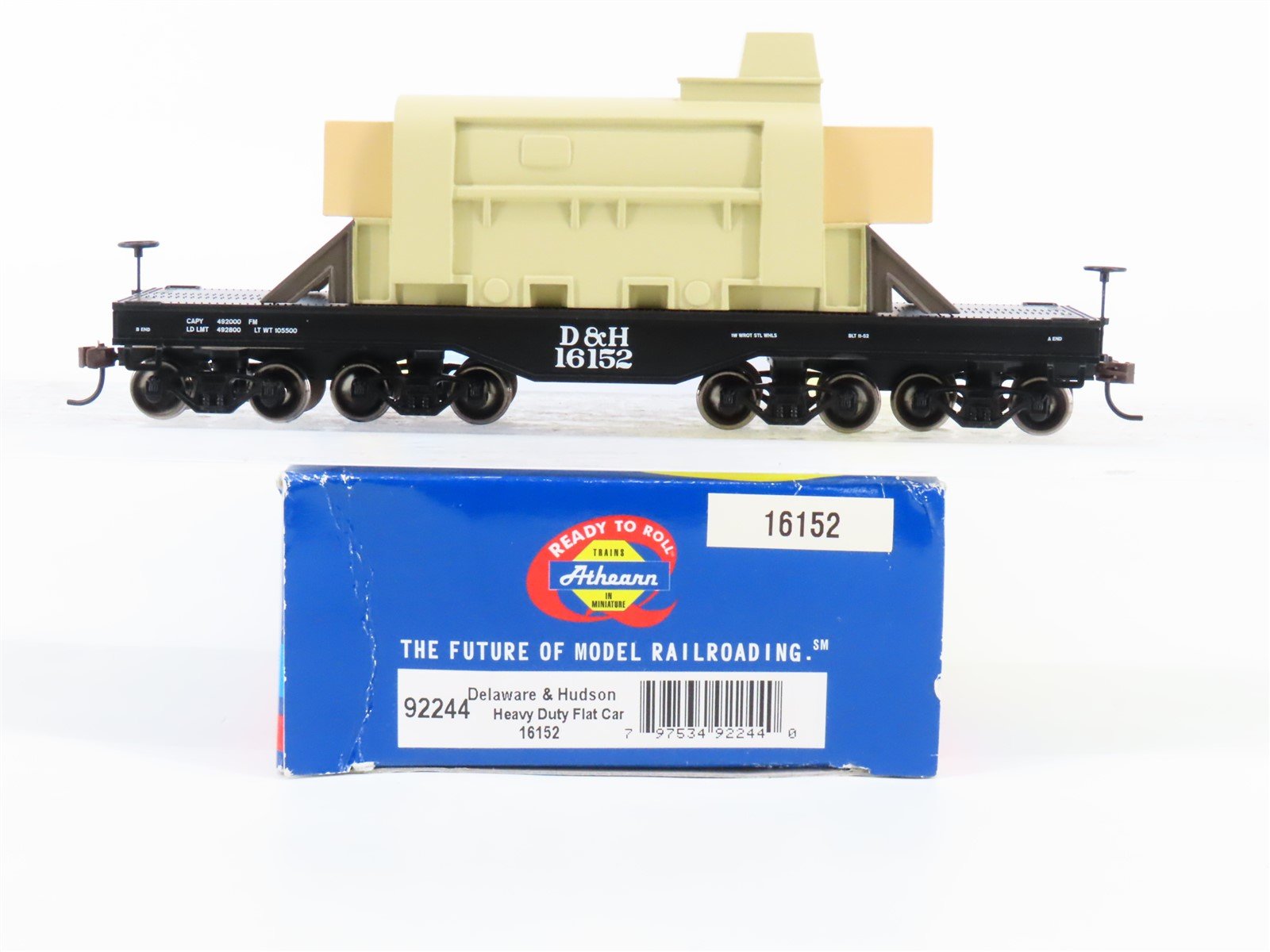 HO Scale Athearn 92244 D&H Delaware & Hudson Heavy Duty Flat Car #16152 w/ Load