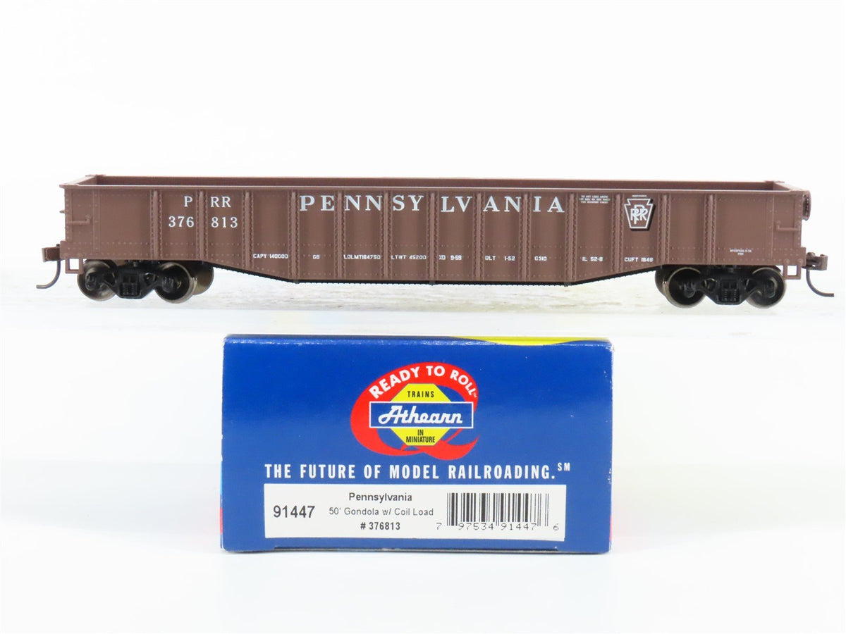 HO Scale Athearn 91447 PRR Pennsylvania 50&#39; Gondola #376813 w/ Coil Load