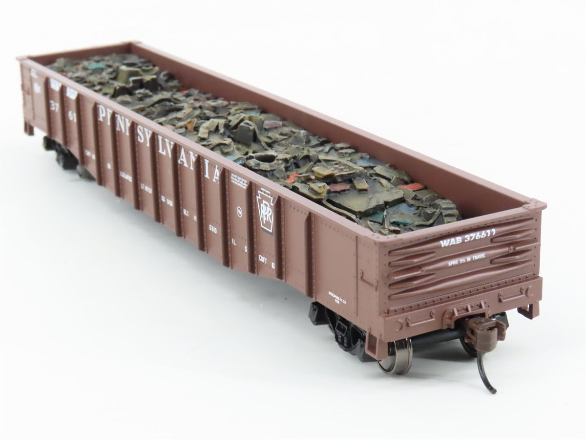 HO Athearn 91432 PRR Pennsylvania/WAB Wabash 50&#39; Gondola #376611 w/ Scrap Load