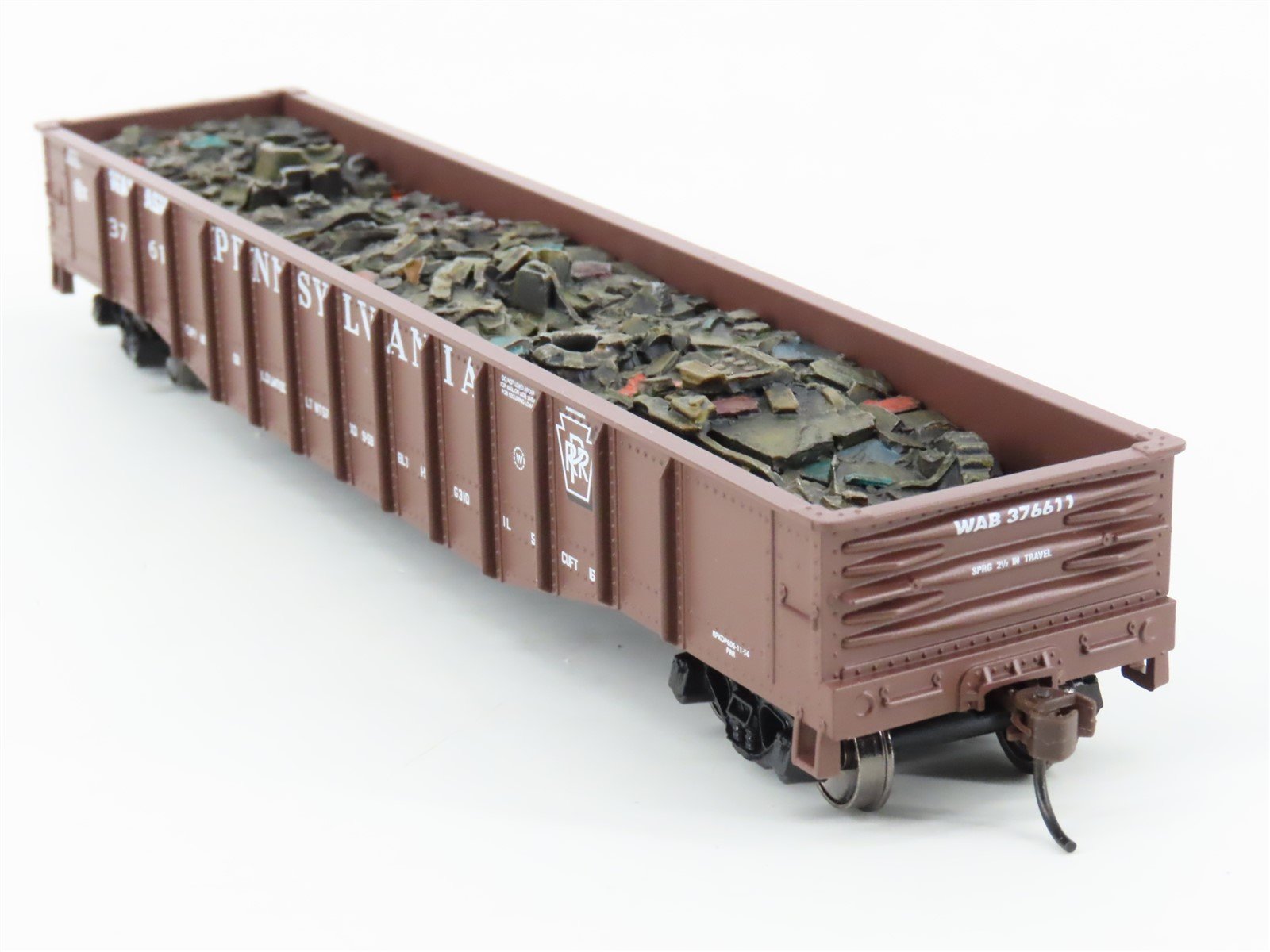 HO Athearn 91432 PRR Pennsylvania/WAB Wabash 50' Gondola #376611 w/ Scrap Load