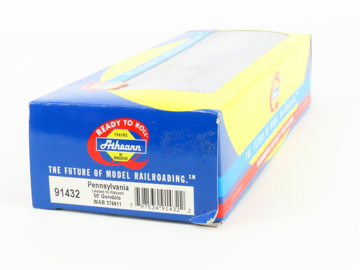 HO Athearn 91432 PRR Pennsylvania/WAB Wabash 50&#39; Gondola #376611 w/ Scrap Load