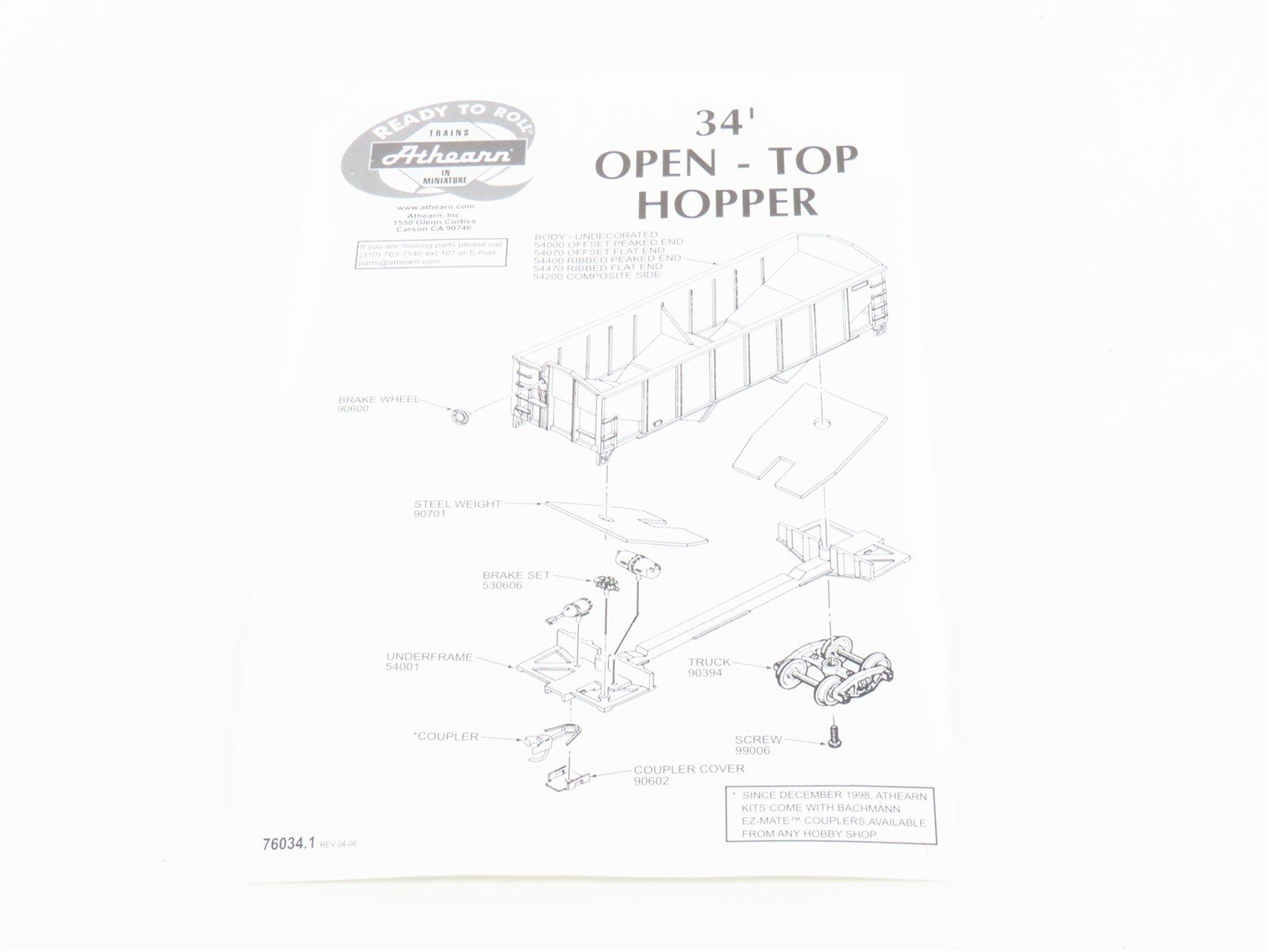 HO Scale Athearn 70816 PRR Pennsylvania 34' 2-Bay Hopper w/ Load (6-Pack)