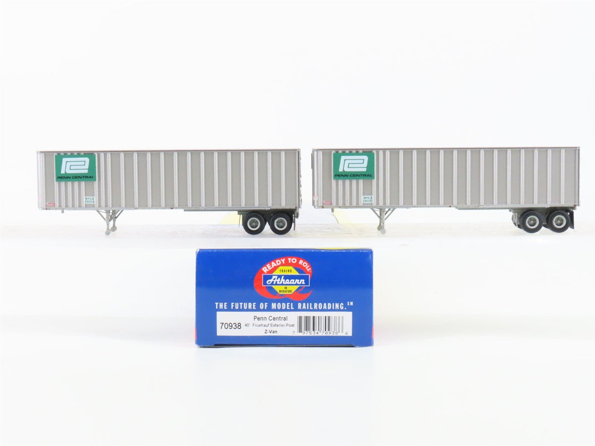 HO Athearn 70938 NYCZ PC Penn Central 40&#39; Fruehauf Exterior-Post Z-Van (2-Pack)