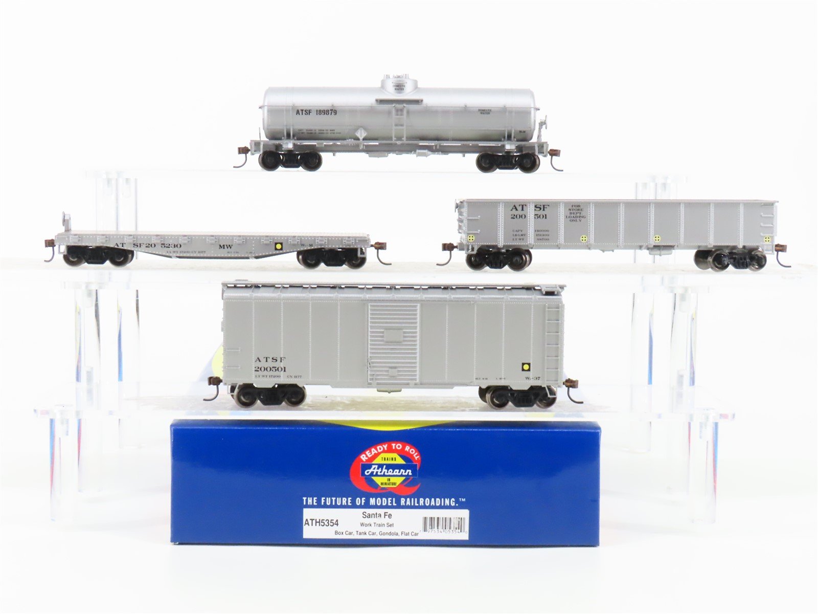 HO Scale Athearn ATH5354 ATSF Santa Fe 4-Car Work Train Set