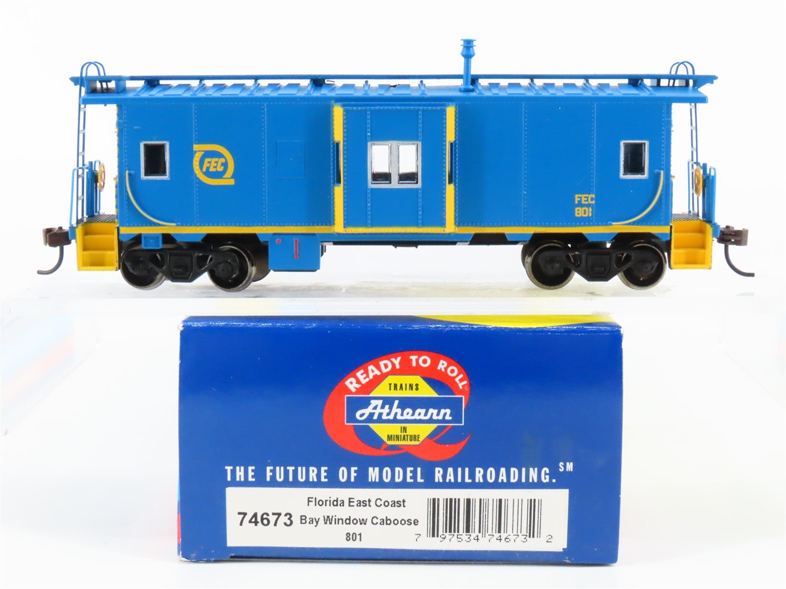 HO Scale Athearn 74673 FEC Florida East Coast Bay Window Caboose #801