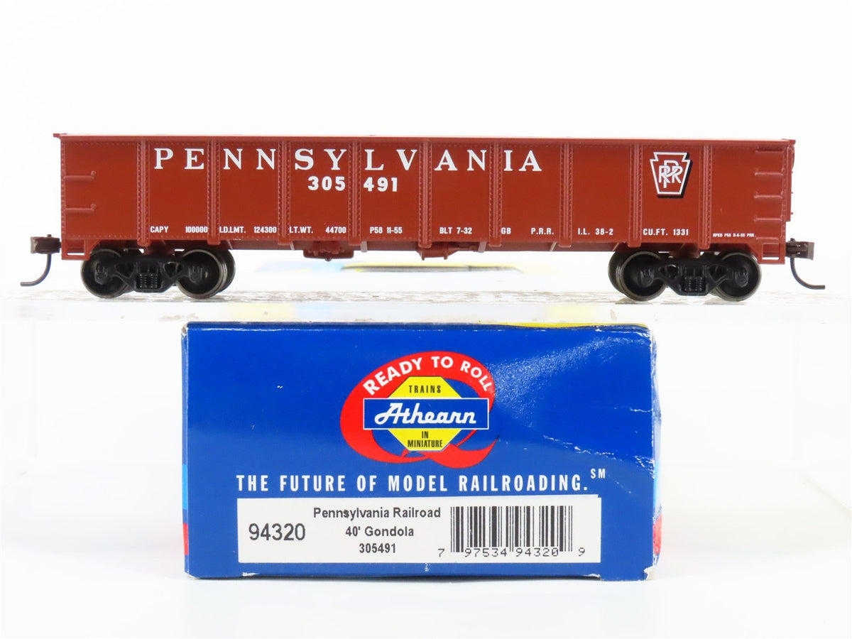 HO Scale Athearn 94320 PRR Pennsylvania Railroad 40&#39; Gondola #305491