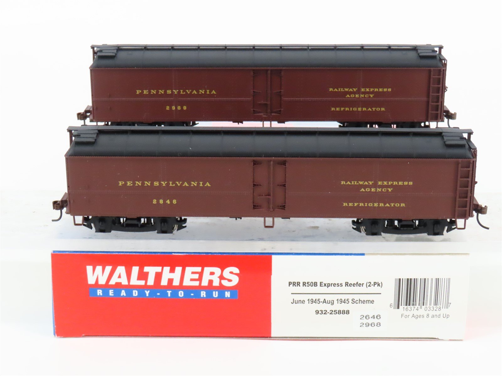 HO Scale Walthers 932-25888 PRR Pennsylvania R50B Express Reefer (2-Pack)