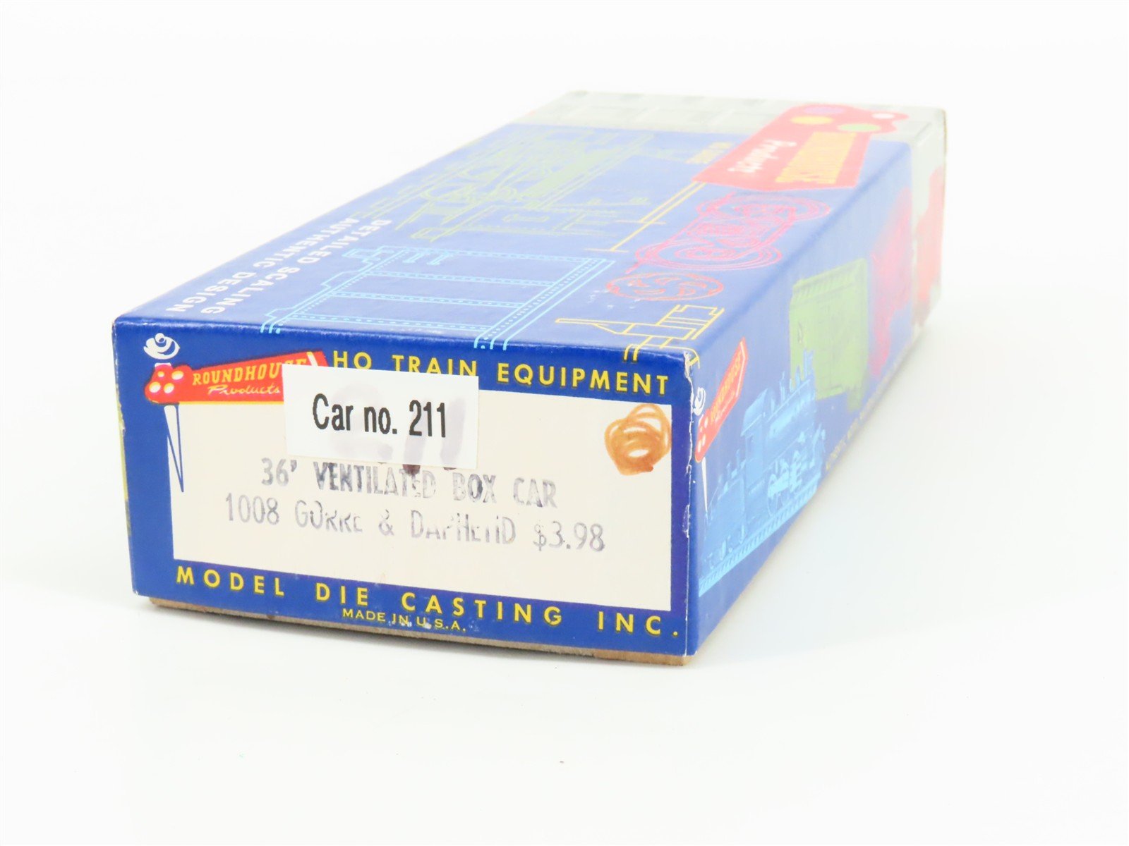 HO Scale Roundhouse MDC 1008 GD Gorre & Daphetid 36' Ventilated Box Car #211