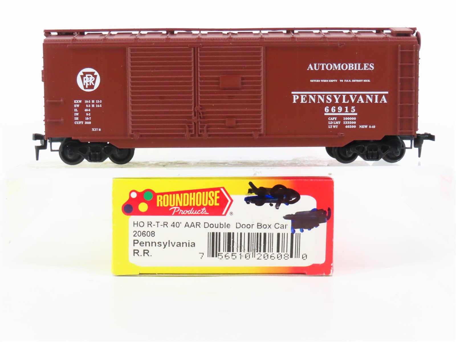 HO Scale Roundhouse 20608 PRR Pennsylvania 40' Double Door Box Car #66915