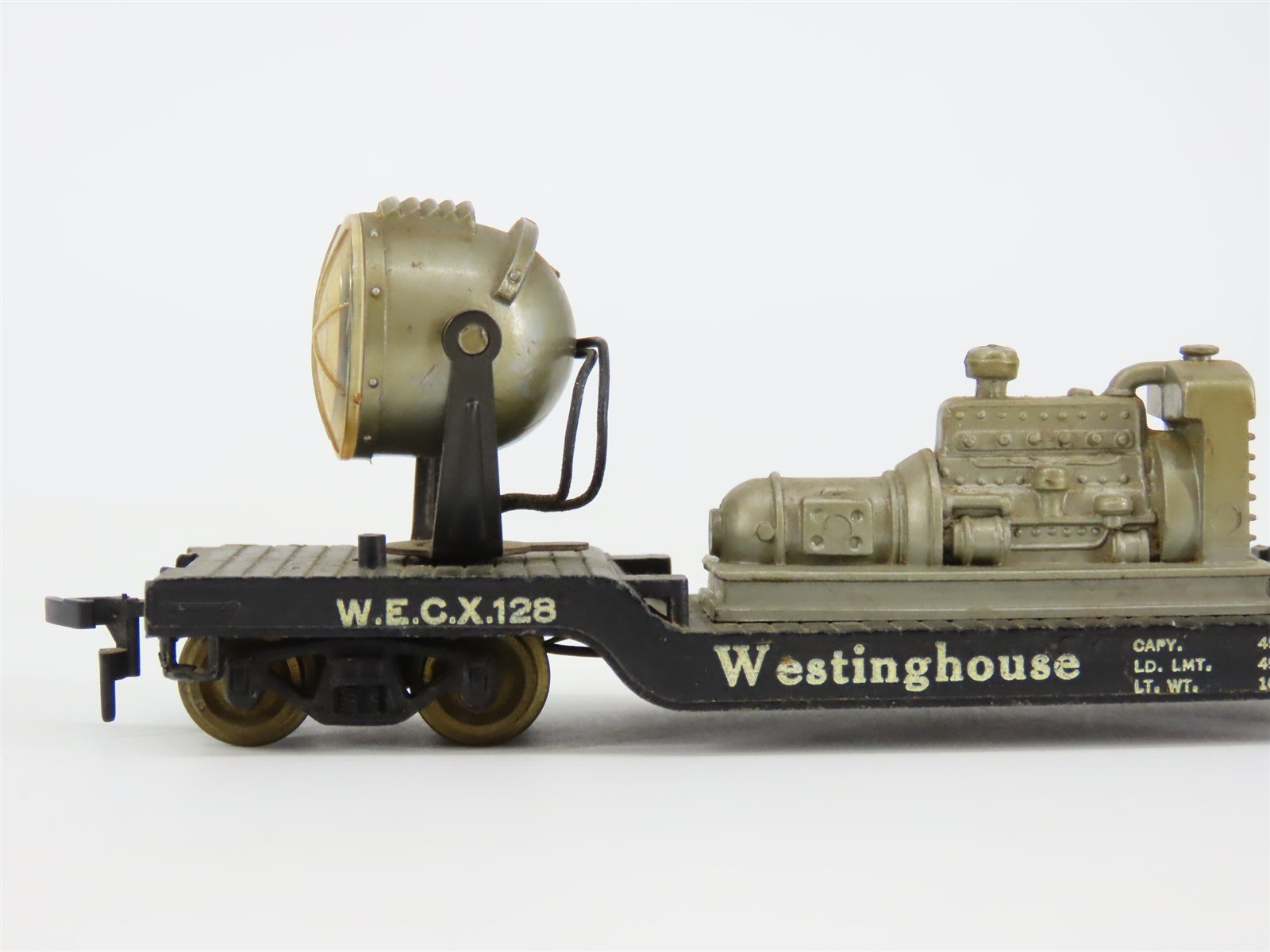 HO Scale Marx 6118 WECX Westinghouse 40' Depressed Center Flat Car #128 - CUSTOM