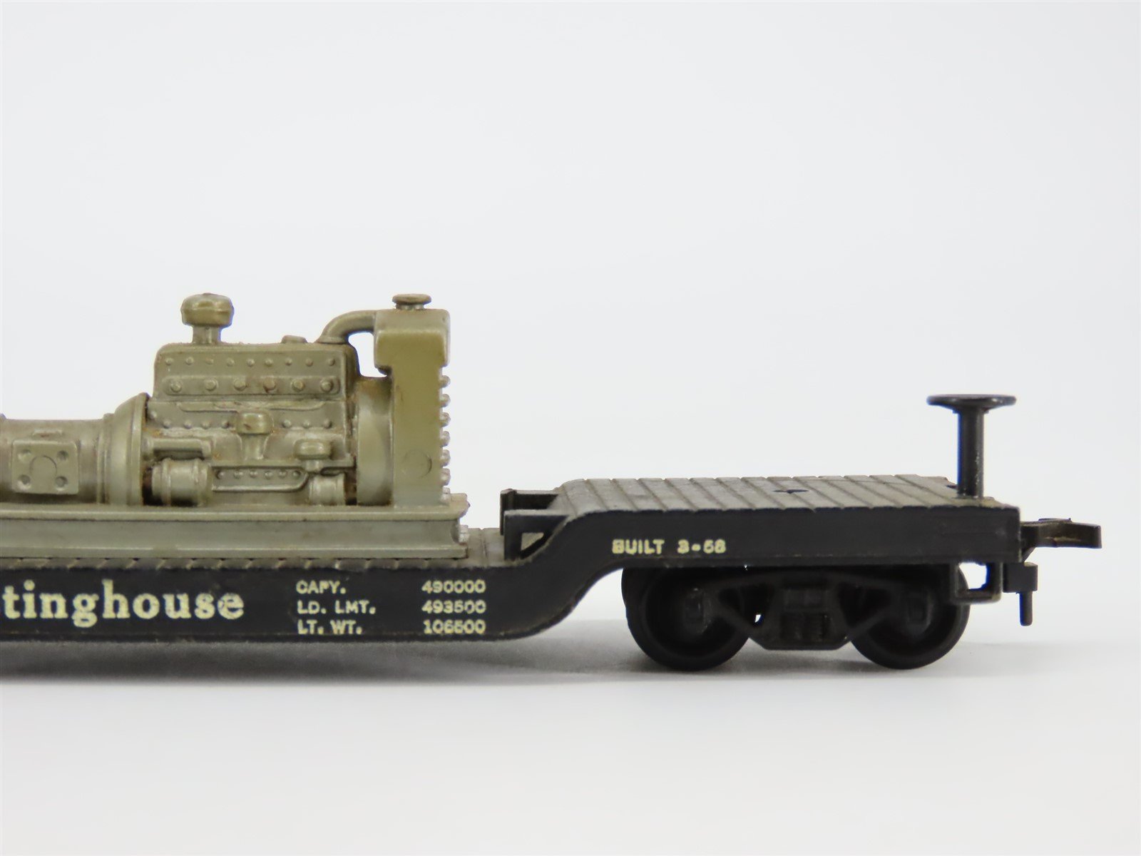 HO Scale Marx 6118 WECX Westinghouse 40' Depressed Center Flat Car #128 - CUSTOM