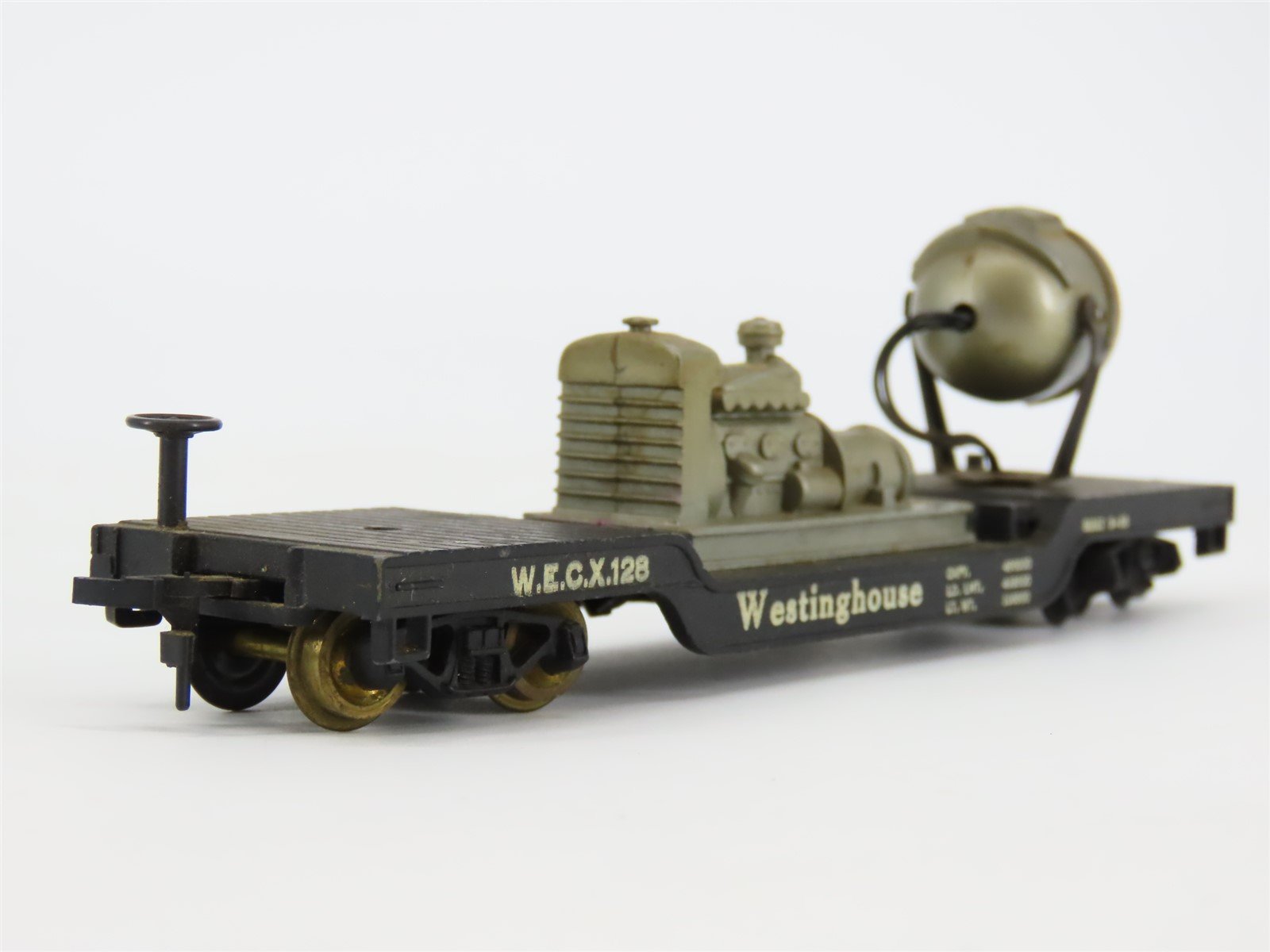 HO Scale Marx 6118 WECX Westinghouse 40' Depressed Center Flat Car #128 - CUSTOM