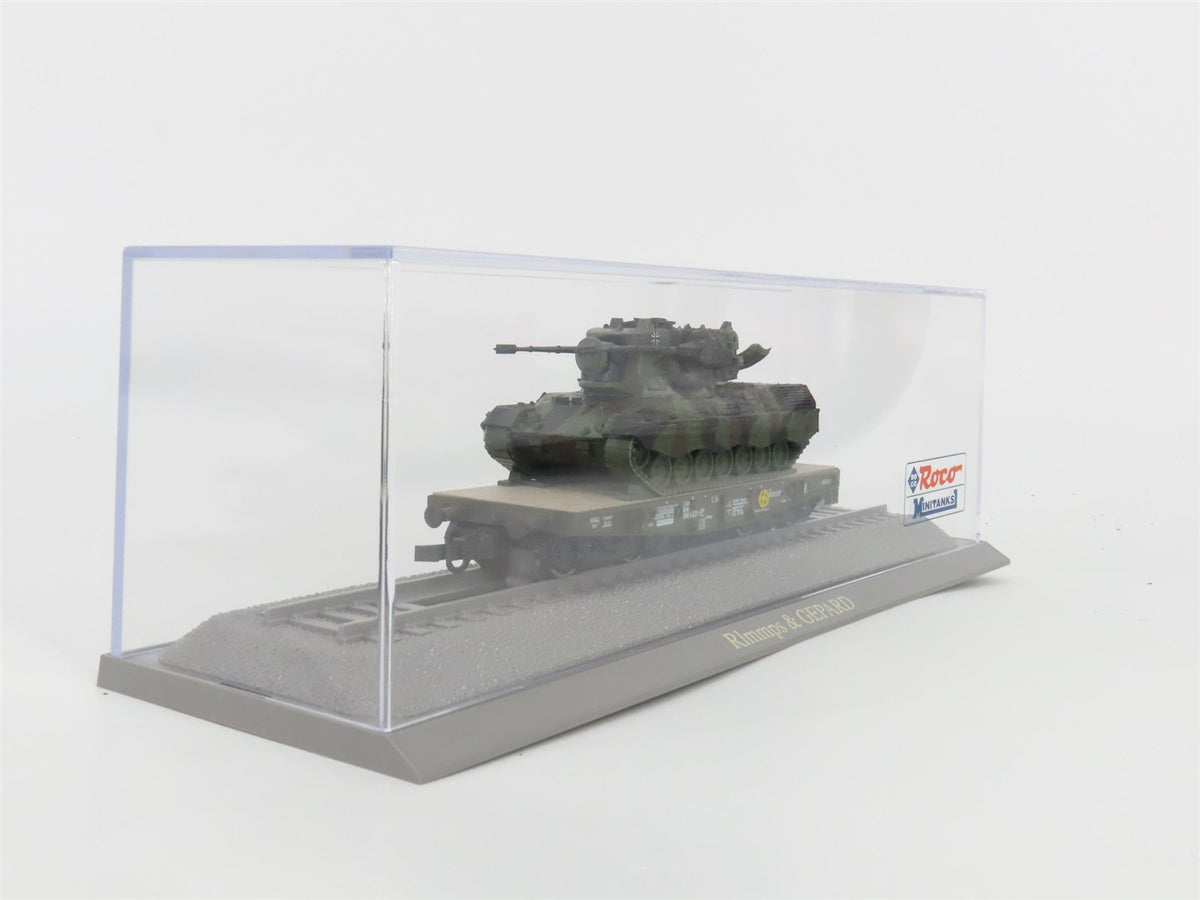 HO Scale Roco Minitanks 841 DB Rlmmps &amp; GEPARD Flat Car w/ Tank