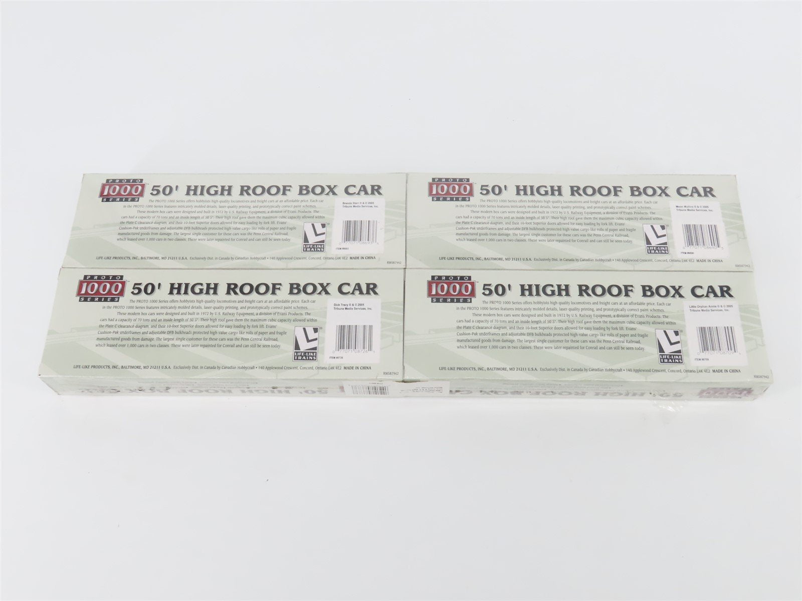 HO Scale PROTO 1000 #8673 Tribune Media Services Box Car 4-Pack - Sealed