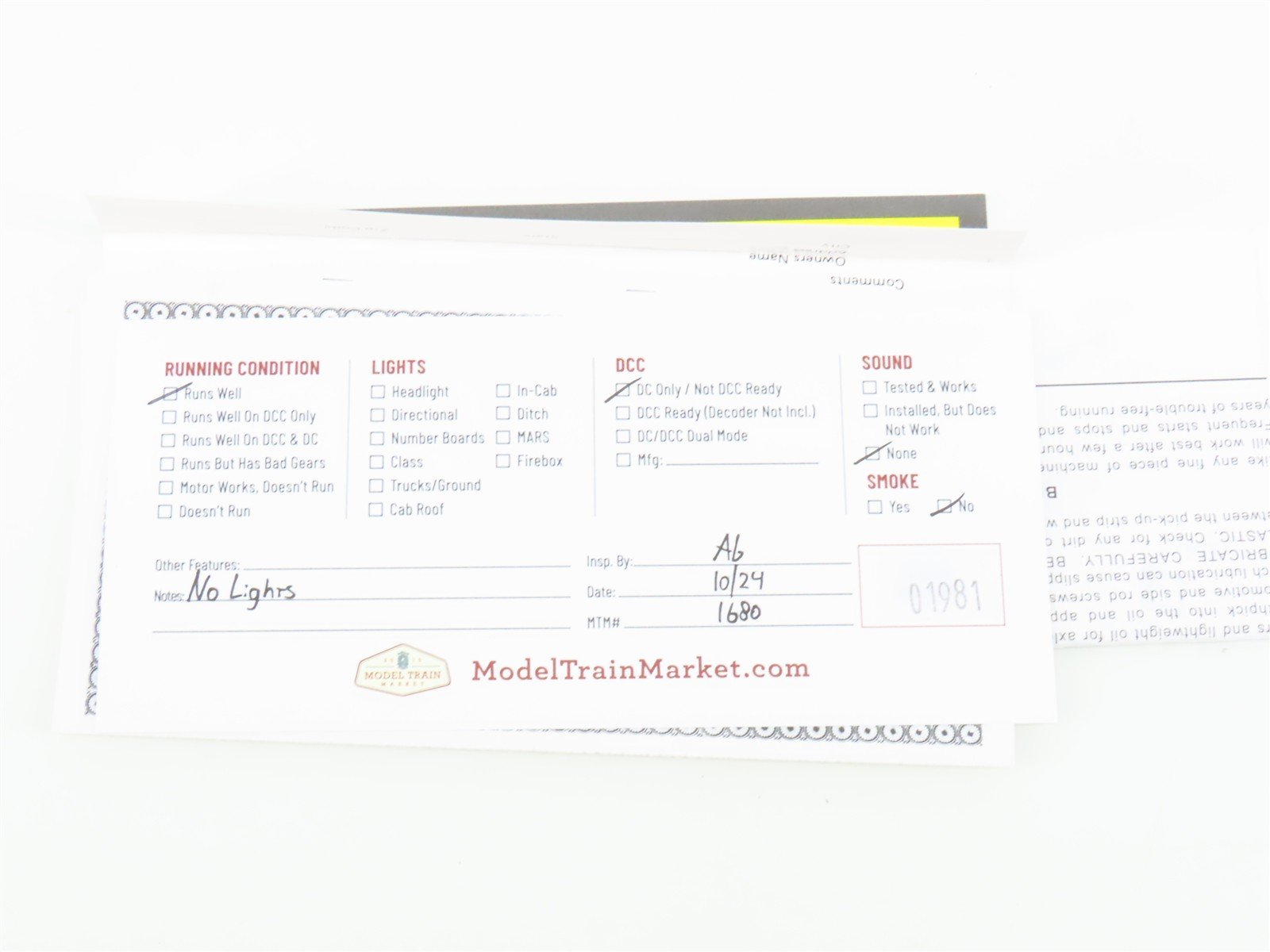 HO Scale Bachmann 16946 MOW Speeder w/Work Crane & Cart