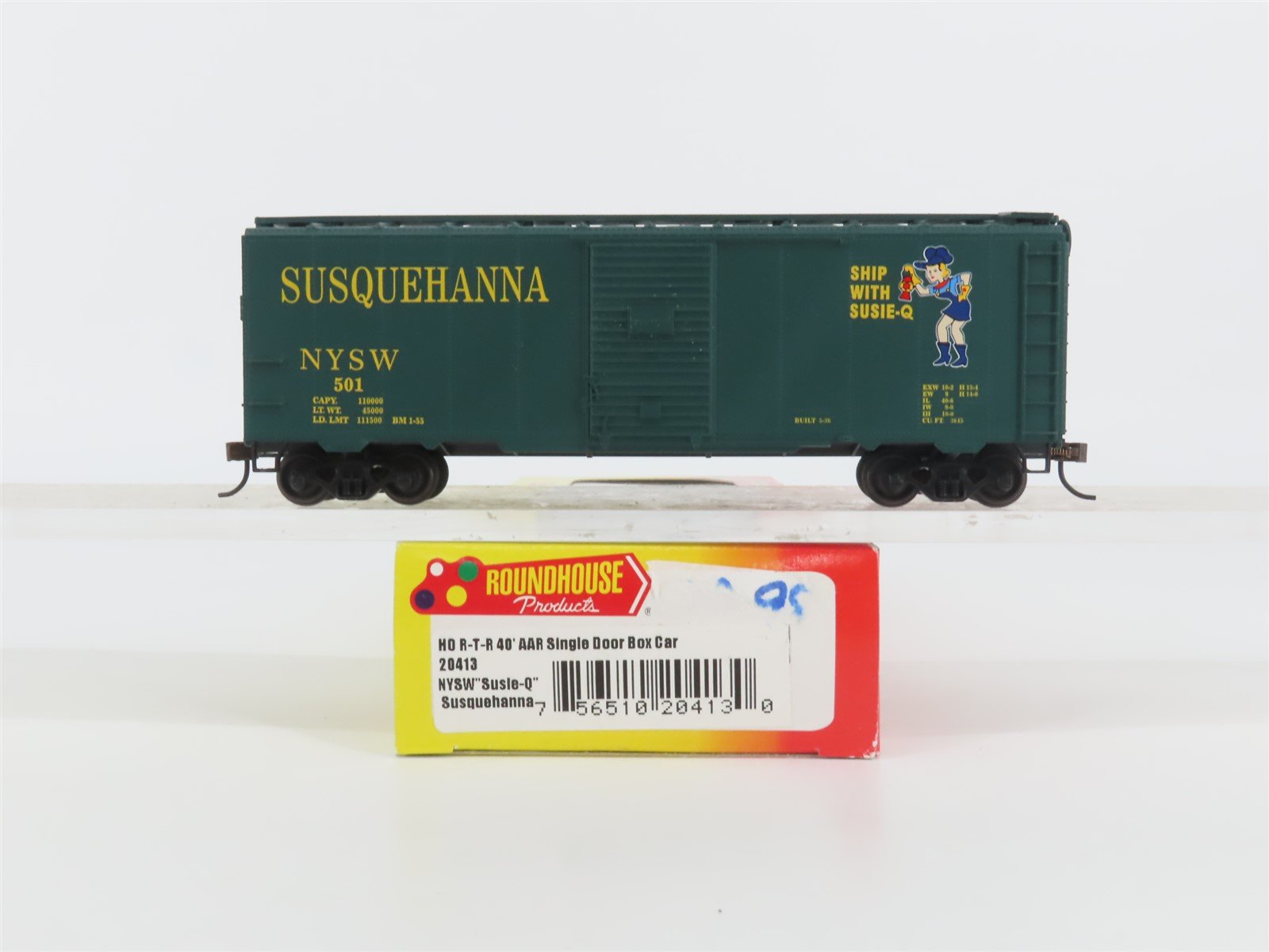 HO Scale Roundhouse 20413 NYSW Susie-Q Susquehanna Single Door Box Car #501
