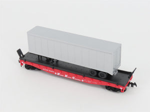 HO Scale AHM 11103 ATSF Santa Fe Flat Car #90850 w/ Falcon Trailer & Cargo Dock