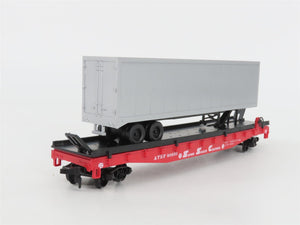 HO Scale AHM 11103 ATSF Santa Fe Flat Car #90850 w/ Falcon Trailer & Cargo Dock