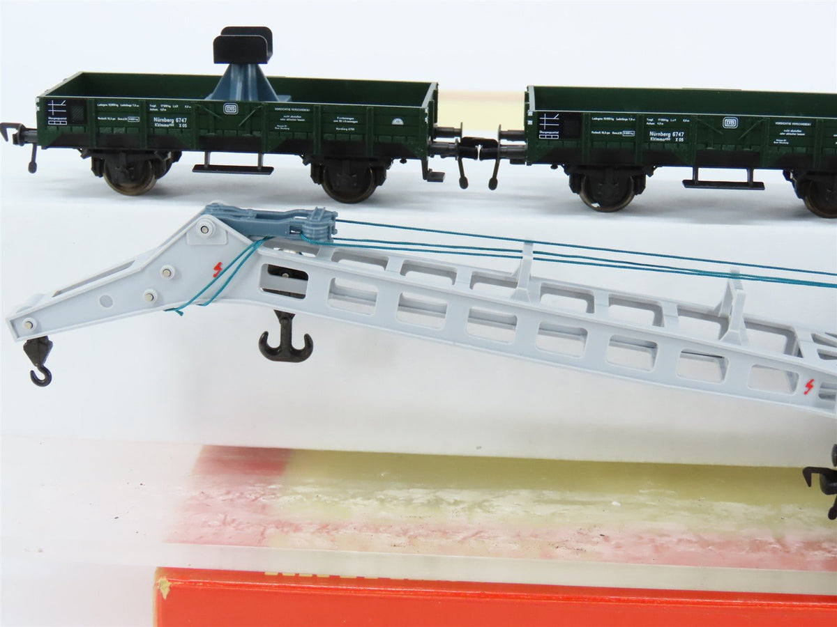 HO Scale Fleischmann 5597 DB German Federal Railroad Heavy Duty Crane Car Set