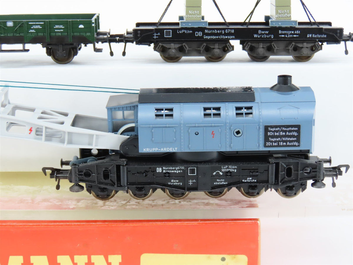HO Scale Fleischmann 5597 DB German Federal Railroad Heavy Duty Crane Car Set