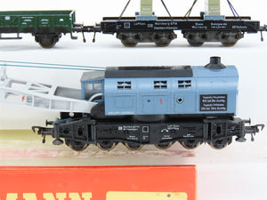HO Scale Fleischmann 5597 DB German Federal Railroad Heavy Duty Crane Car Set