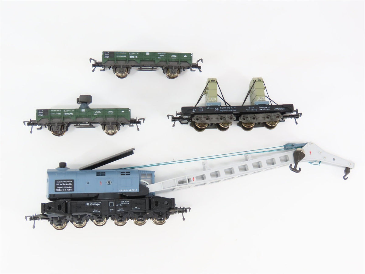 HO Scale Fleischmann 5597 DB German Federal Railroad Heavy Duty Crane Car Set
