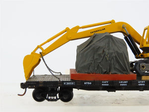 HO Scale Walthers 932-2606 Erie Railroad 42' Flat Car #8756 w/ Excavator Load