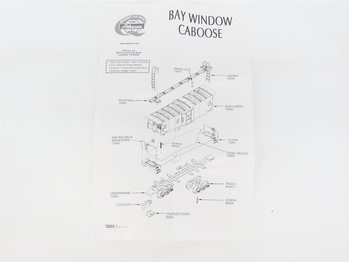HO Scale Athearn 7452 D&amp;H &quot;The Bridge Line&quot; Bay Window Caboose #35724 - Custom
