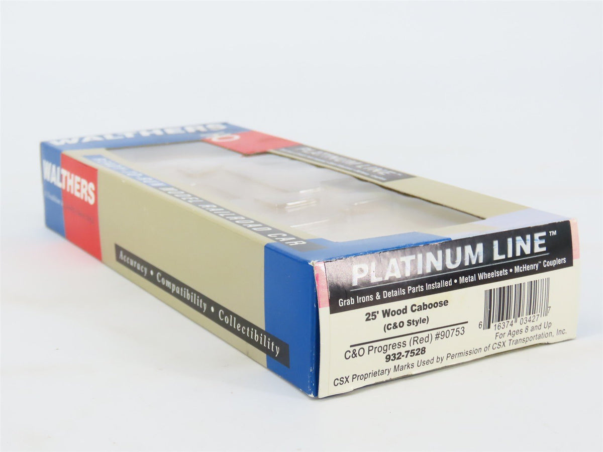 HO Scale Walthers Platinum Line 932-7528 C&amp;O Progress 25&#39; Wood Caboose #90753