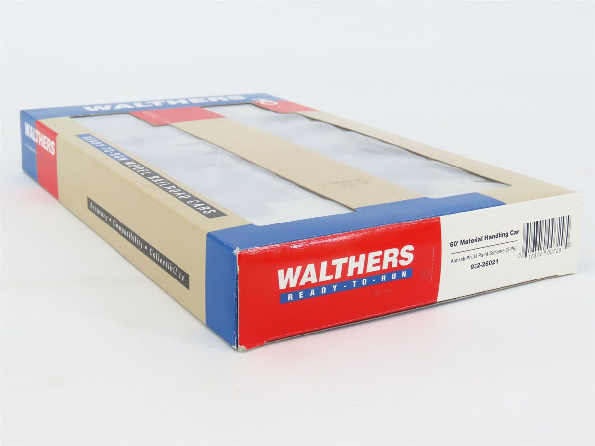 HO Scale Walthers 932-26021 AMTK Amtrak Ph. III 60&#39; Material Handling Car 2-Pack