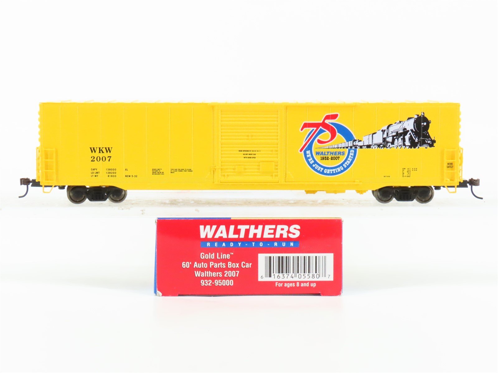 HO Scale Walthers 932-95000 WKW Gold Line 60' Auto Parts Box Car #2007