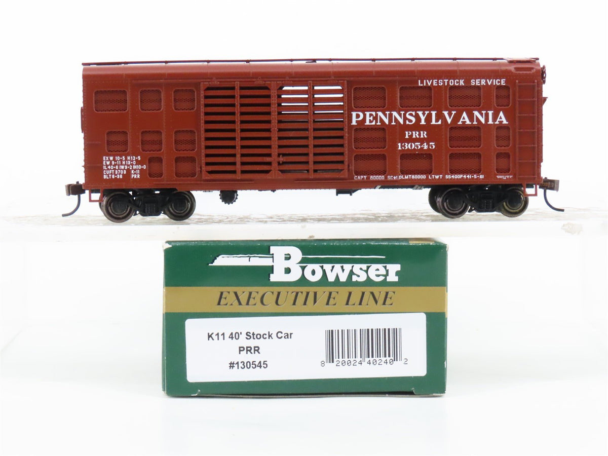 HO Scale Bowser Executive Line PRR Pennsylvania Railroad 40&#39; Stock Car #130545
