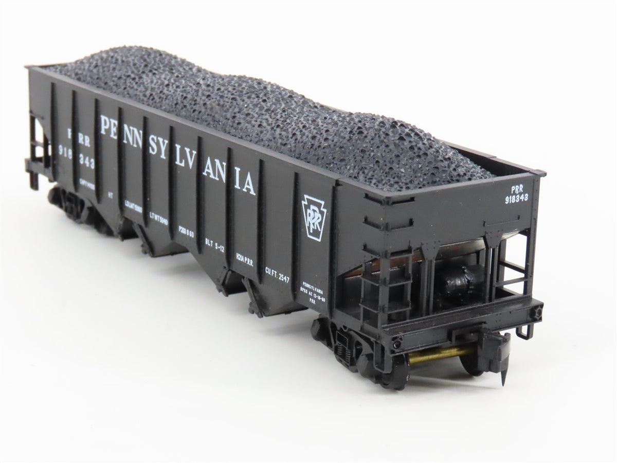 HO Scale Bowser 54053 PRR Pennsylvania Railroad 4-Bay Hopper #918343 w/ Load