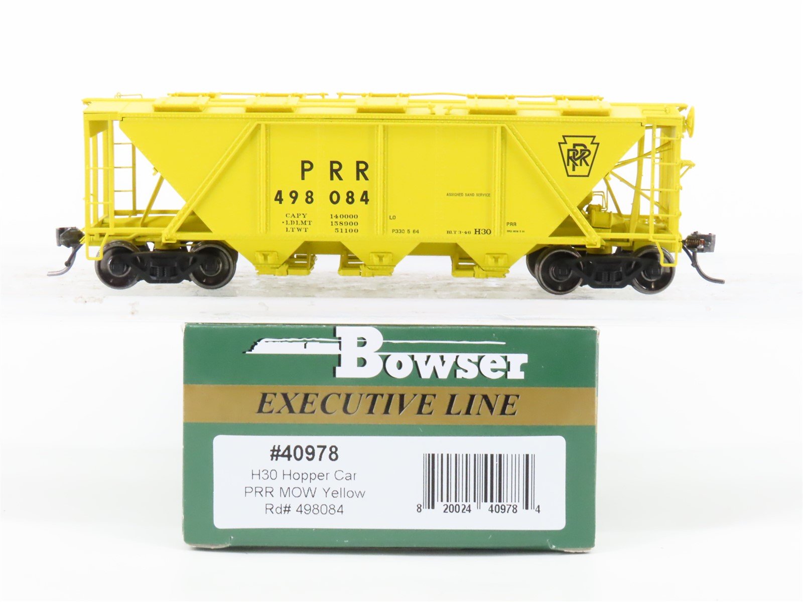 HO Scale Bowser Executive Line 40978 PRR Pennsylvania 3-Bay Hopper #498084