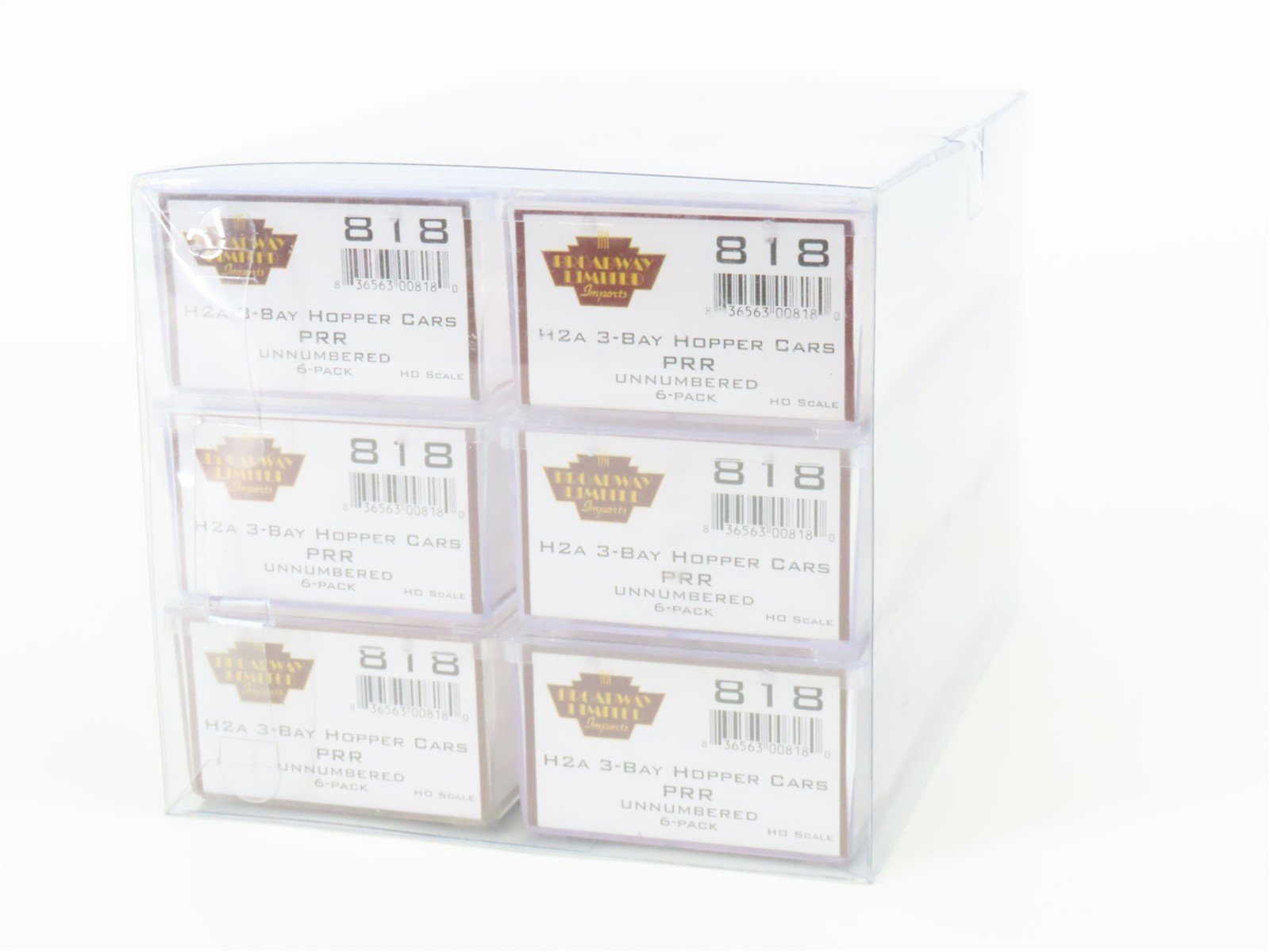HO Scale Broadway Limited Imports 818 PRR Pennsylvania 3-Bay Hopper 6-Pack