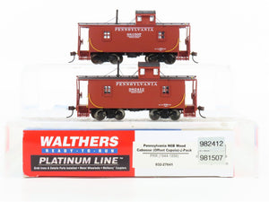 HO Scale Walthers Platinum Line 932-27641 PRR Pennsylvania Wood Caboose 2-Pack