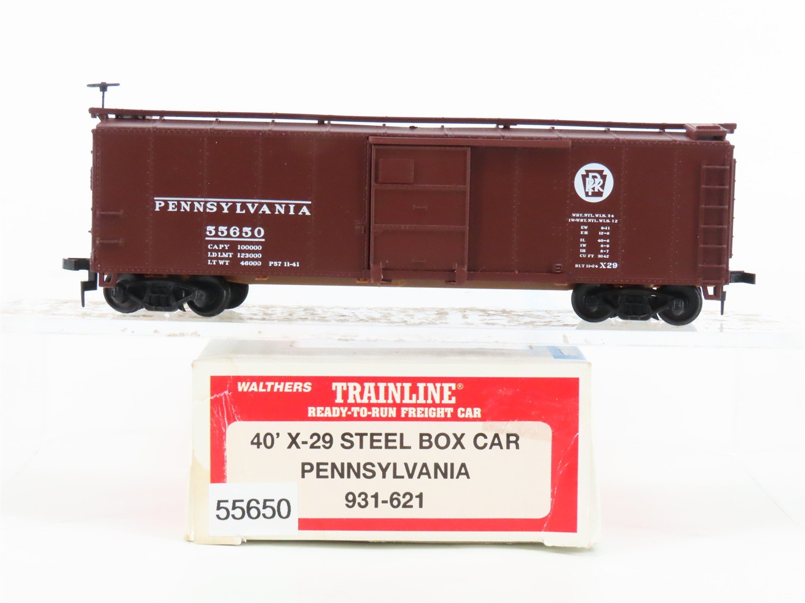 HO Scale Walthers Trainline 931-621 PRR Pennsylvania Railroad Box Car #55650
