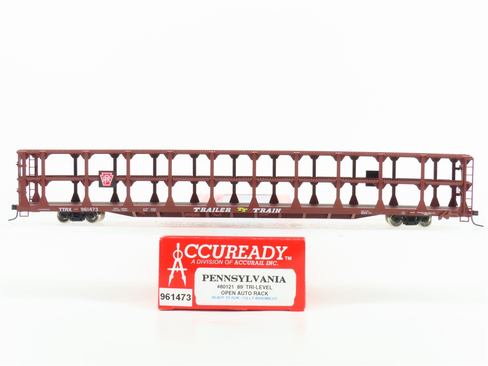 HO Scale Accurail Accuready 80121 PRR TTRX 89' Tri-Level Open Auto Rack #961473