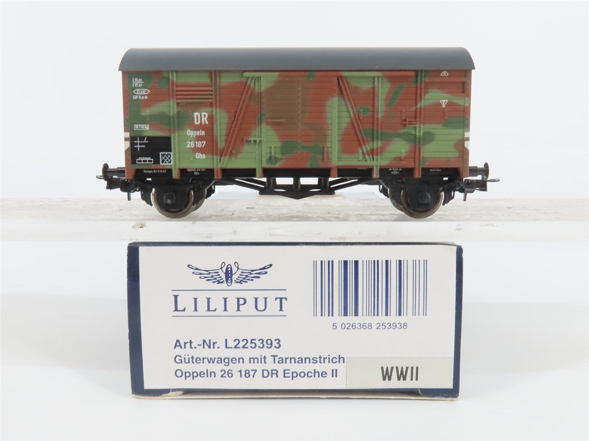 HO Liliput L225393 DR Deutsche Reichsbahn WWII Camouflaged Covered Goods Wagon