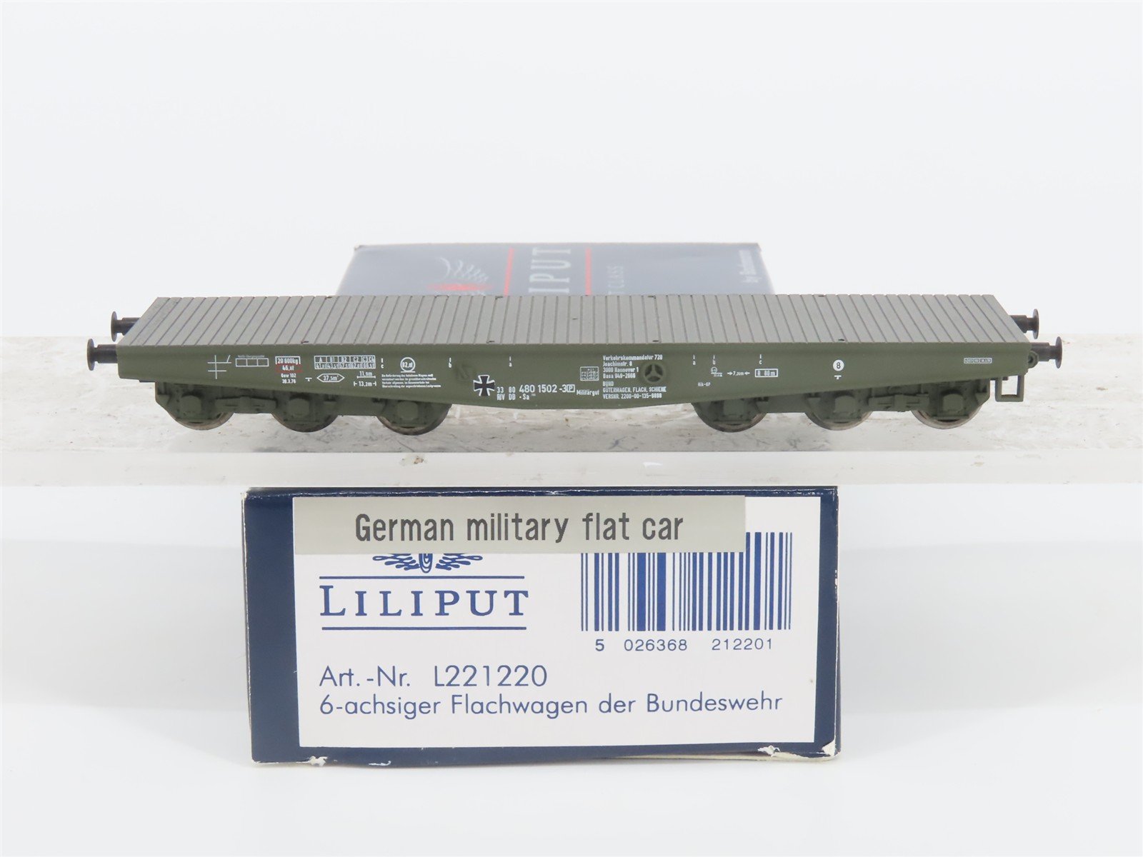 HO Scale Liliput L221220 DB Deutsche Bahn Military Flat Car