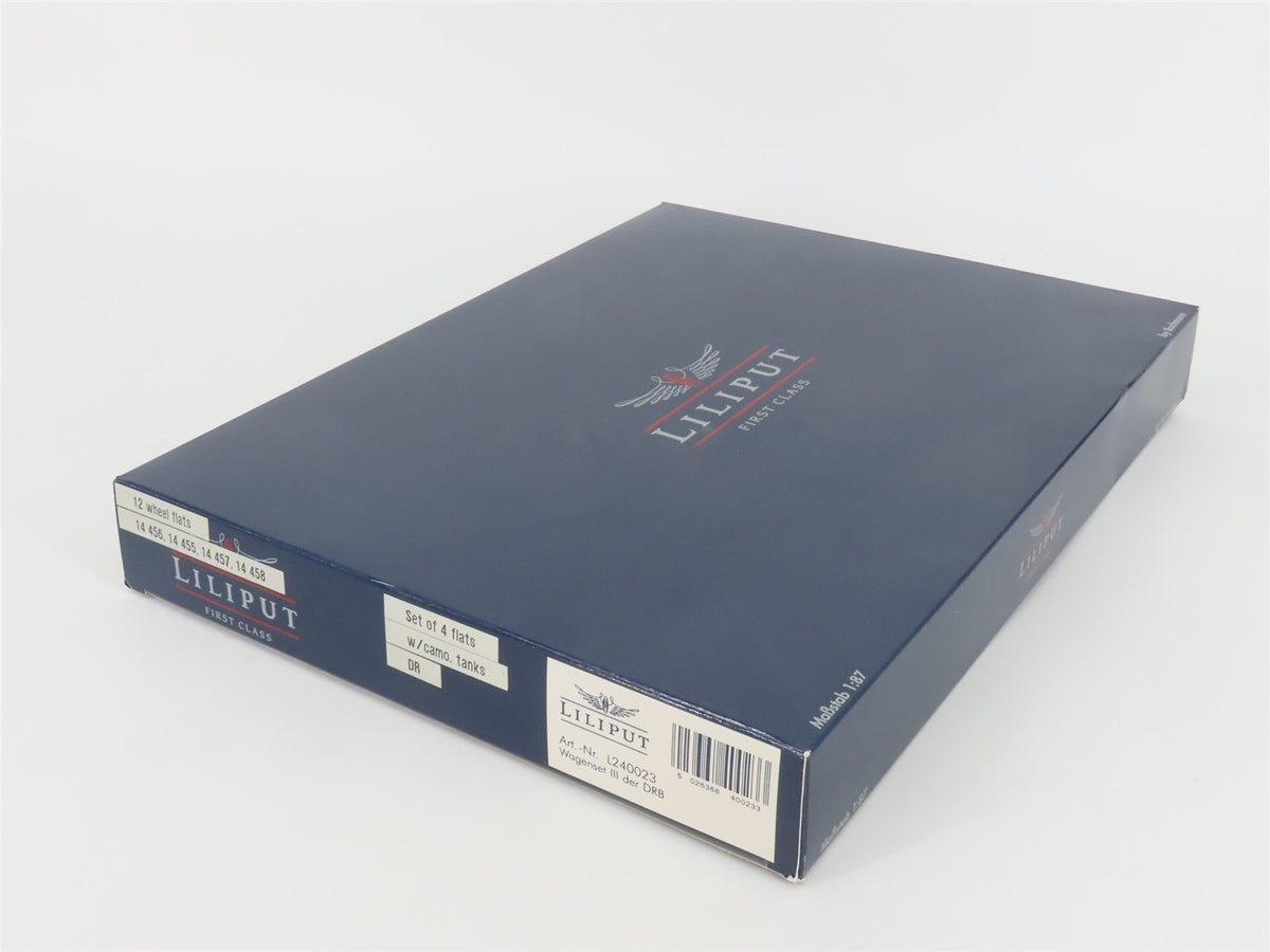 HO Liliput L240023 DR Deutsche Reichsbahn Flat Cars w/ Military Tanks Set of 4