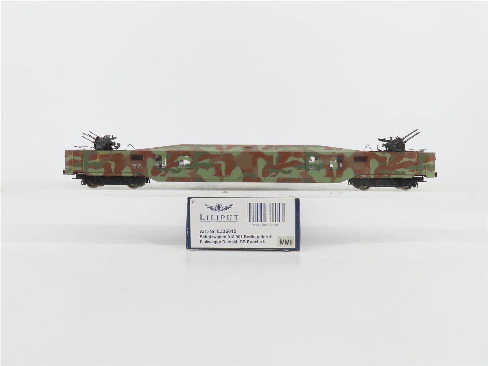 HO Scale Liliput L336615 DR Deutsche Reichsbahn WWII Flakwagen Anti-Aircraft Car